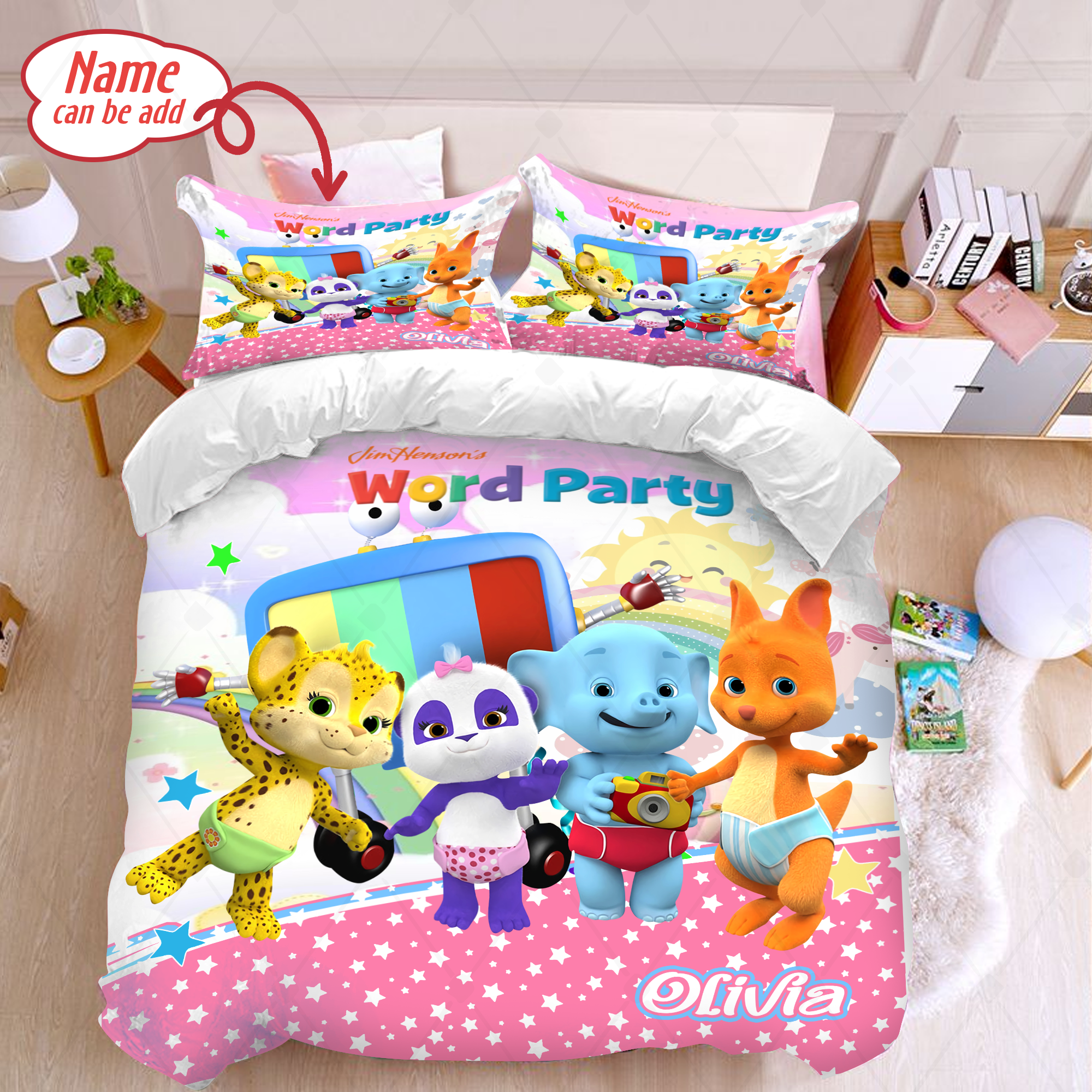 Personalized Word Party Duvet Cover And Pillowcase Bedding Set Word Party Birthday Party Word Party Gift Cartoon Bedding Sets